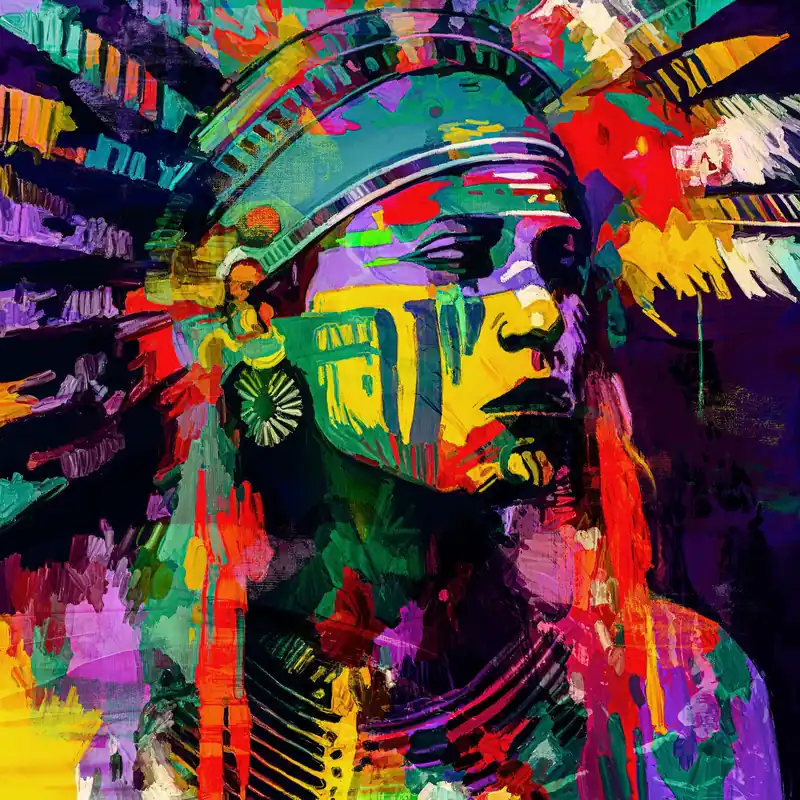 Top-Seller Kunstdruck, signiert: "Azteke", Holger Mühlbauer-Gardemin, Edition, Nr. 1/100