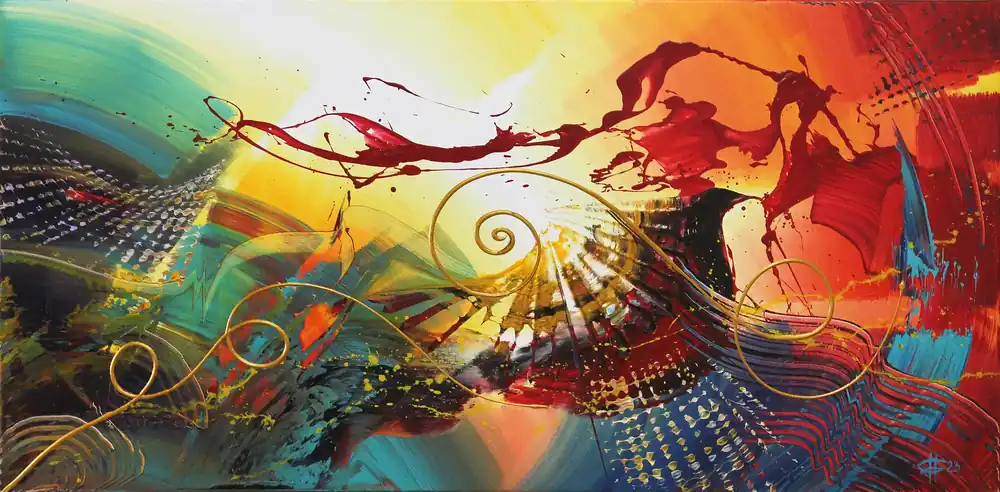 Begrenztes Angebot Originalgemälde: "Quell der Freude III", G. Hung, Unikat
