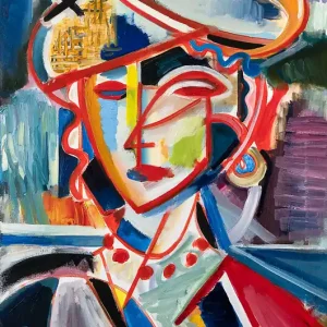 Nur Für Kurze Zeit M. Cieśla: "Mädchen mit Hut V", Original/Unikat, expressionistisches Ölgemälde