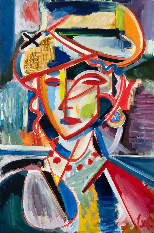 Nur Für Kurze Zeit M. Cieśla: "Mädchen mit Hut V", Original/Unikat, expressionistisches Ölgemälde