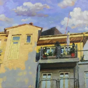 Ölgemälde, Andy Larrett: "Haus im Sonnenlicht" Knallerangebot