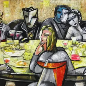 Jetzt Bestellen K. Namazi: "Drinking with Friends XL", originales Acrylgemälde (Unikat) (A)