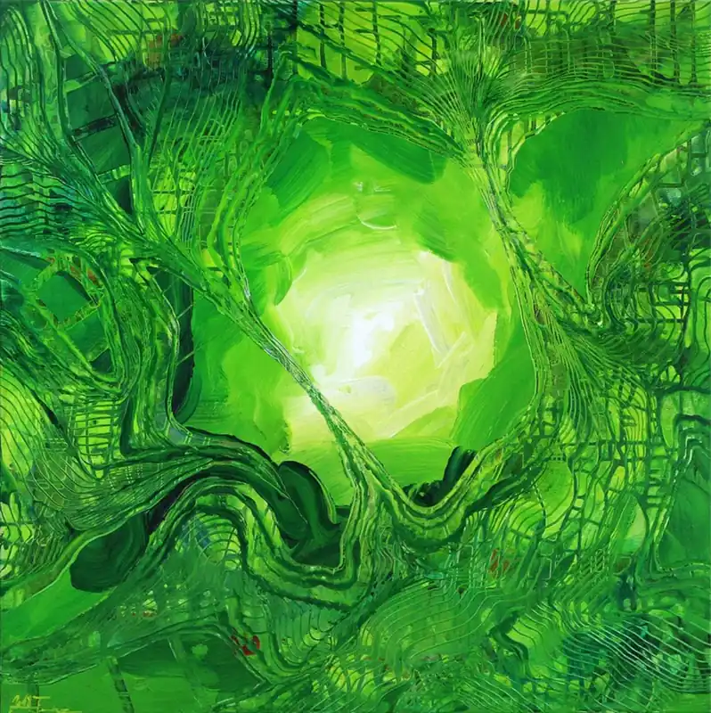 Acrylbilder, J. Fernandez: "Organisches Netz", Unikat/Original Highlight