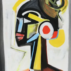 Preisknaller Zeitgenössische Acrylmalerei: "Porträt, inspiriert von der primtiven Kunst", M. Cieśla, Original (Unikat)