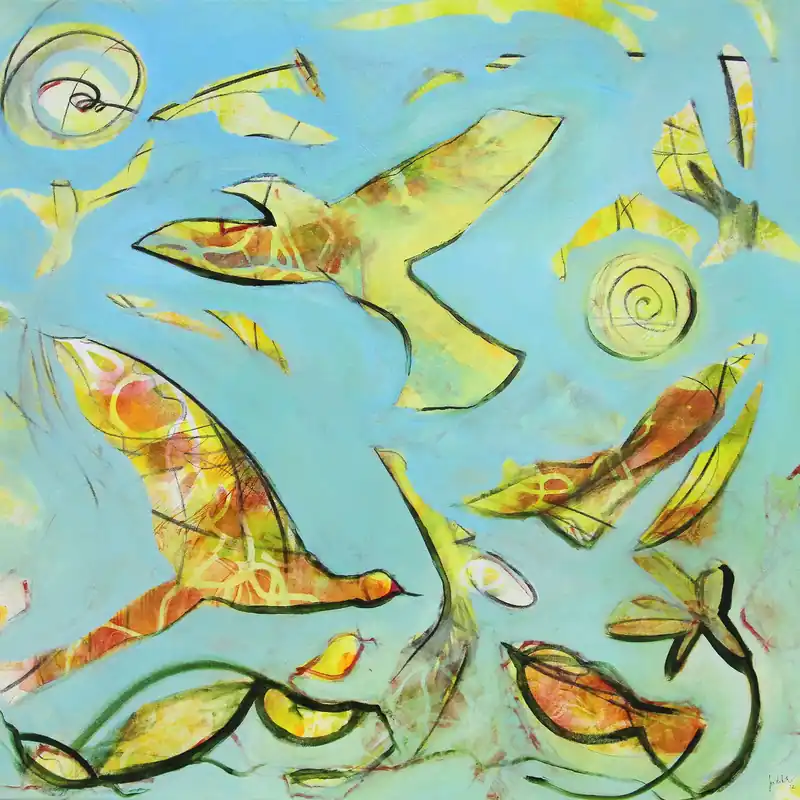 Expressversand Acrylgemälde: "Himmelblau 1", Original/Unikat, J. Riemer