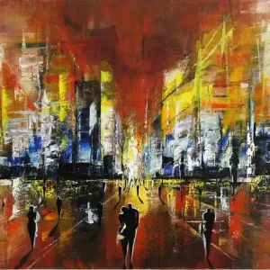 Acrylgemälde: Vibrierende Metropole II, K. Namazi, Original/Unikat Kostenfreie Lieferung
