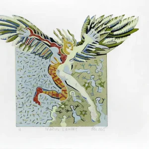 Preiswert F.O. Haake: "Ikarus Landet Blatt 18", originale Grafik/serielles Unikat, mehrfarbiger Linoldruck