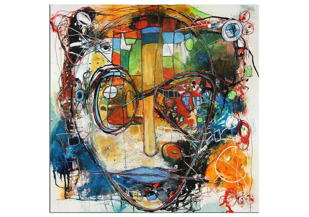 Finale Aktion Expressive Acrylmalerei, I. Schmidt: "Mit der Stadt verbunden", Originalgemälde (Unikat)