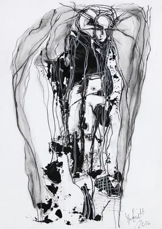 Moderne Grafik/Malerei, Ilona Schmidt: "Freundschaftsband" Schneller Versand