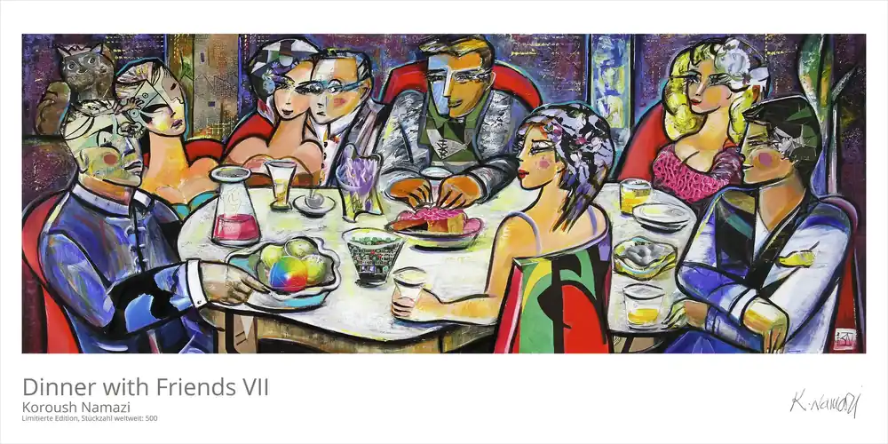 Limitierte Edition auf Papier, K. Namazi: "Dinner with Friends VII", Fineartprint, Kollektion E&K Markenware
