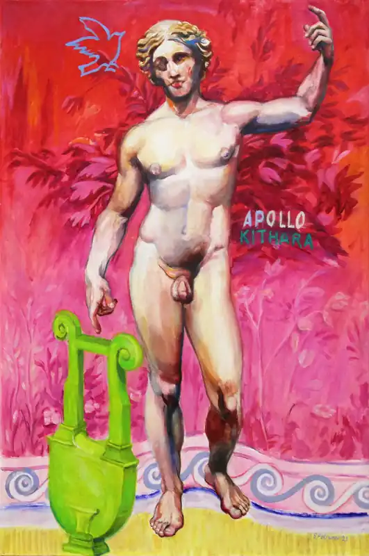 S. Petrunov: "Apollo Kithara", zeitgenössisches Originalgemälde Echt