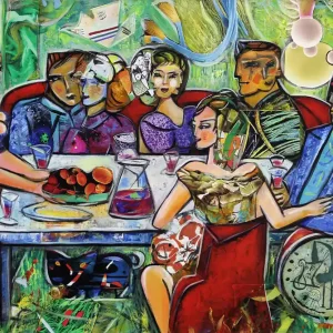 Sonderaktion Unikat, modernes Gemälde, K. Namazi: "Garden Party I", Original