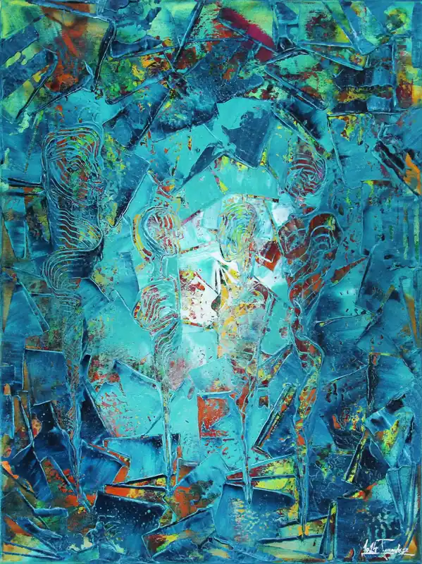 Unikat: "Konspirativ I", Originalgemälde, J. Fernandez, Acrylbilder Direkt Vom Hersteller
