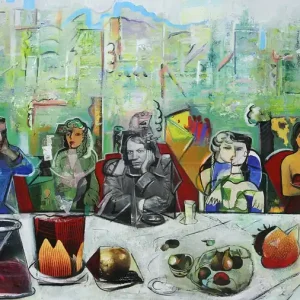 Bestseller Unikat, modernes Gemälde, K. Namazi: "Drinking with Picasso I", Original