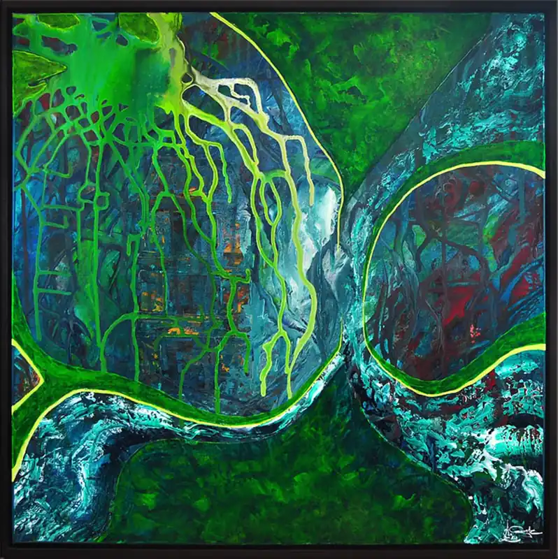 Begrenztes Angebot Acrylgemälde, A.Garbe: "VEGETATION VS. ARCHITEKTUR", Originalgemälde (Unikat)