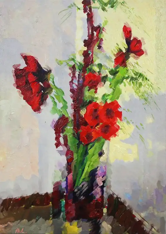 Billig Acrylmalerei Bilder von Andy Larrett: "Gladiole"