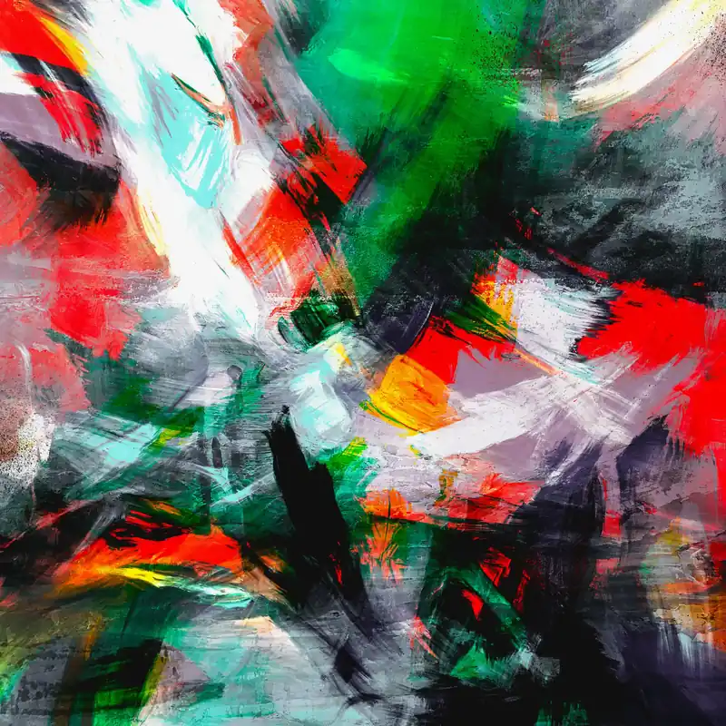 Moderne Kunst: "Abstraktion in schwarz weiß grün rot", H. Mühlbauer-Gardemin, Original/serielles Unikat Super-Preis