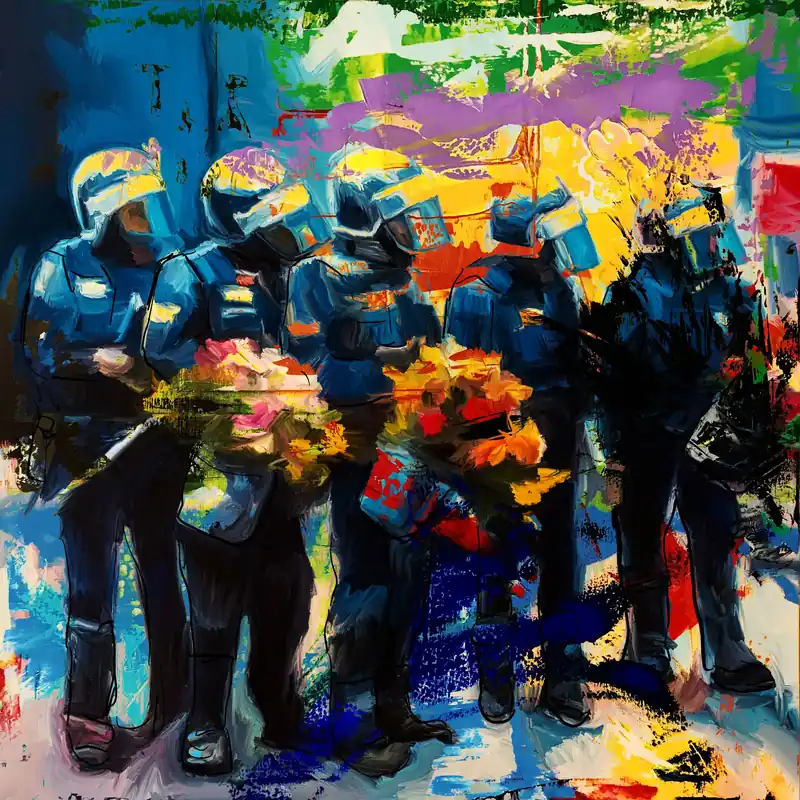 Moderne Kunst: "Blumenpolizei", H. Mühlbauer-Gardemin, Original/serielles Unikat Saisonangebot