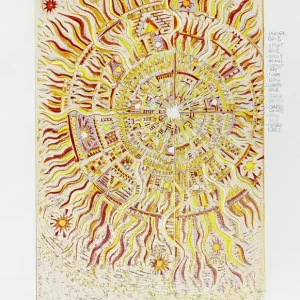 F.O. Haake: "Ohne Titel .T. (Weisz-10) Blatt 2/2", originale Grafik/serielles Unikat, mehrfarbiger Linoldruck Sonderaktion