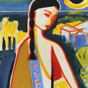 Zeitgenössische Acrylmalerei: "Mädchen, Sonnenaufgang XXVII", M. Cieśla, Original (Unikat) Highlight