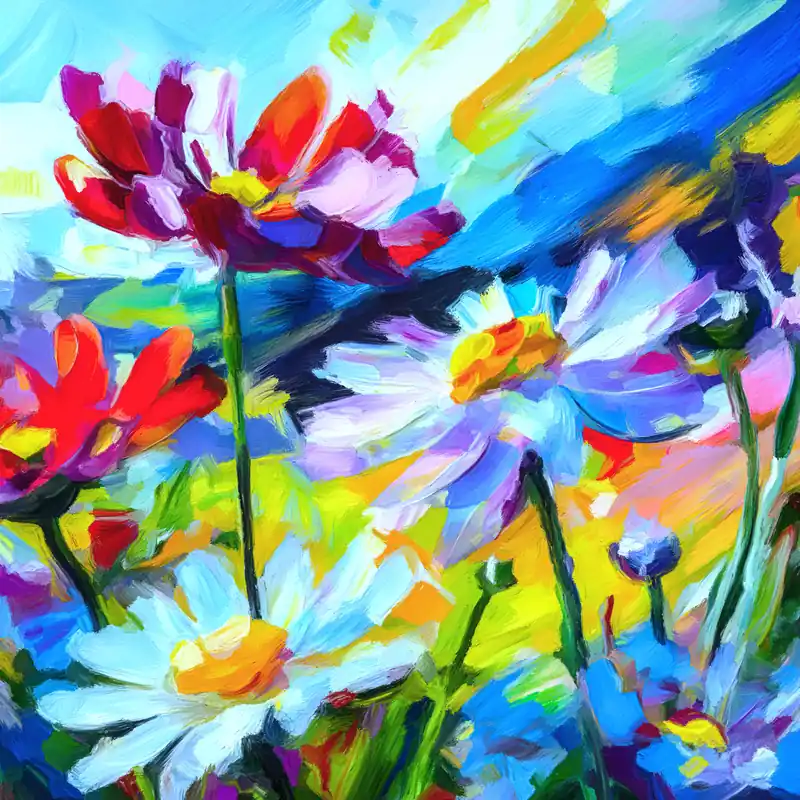 Moderne Kunst: "Sommerwind Blumen", H. Mühlbauer-Gardemin, Original/serielles Unikat Markenware