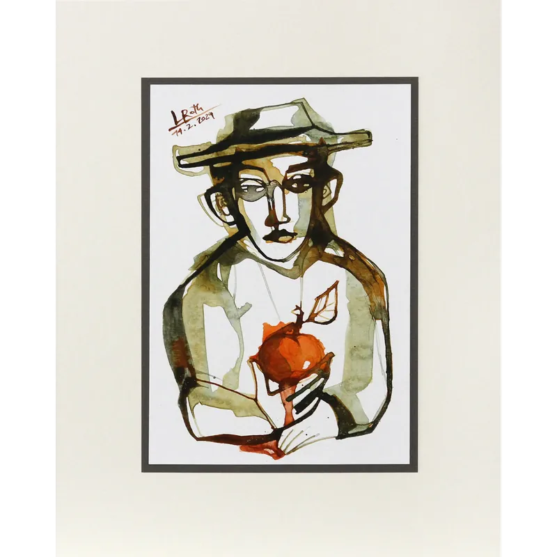 Saisonangebot L. Roth: "Apfelernte". originale Grafik/Zeichnung (Unikat)