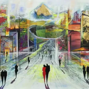 Heißes Angebot Unikat, modernes Gemälde, K. Namazi: "Naturstadt VII", Original