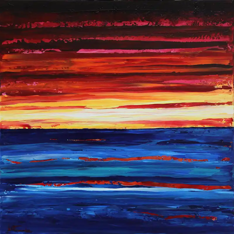 Versand Am Gleichen Tag Unikat: "Und der Himmel war pink IV", Originalgemälde, J. Fernandez, Acrylbilder