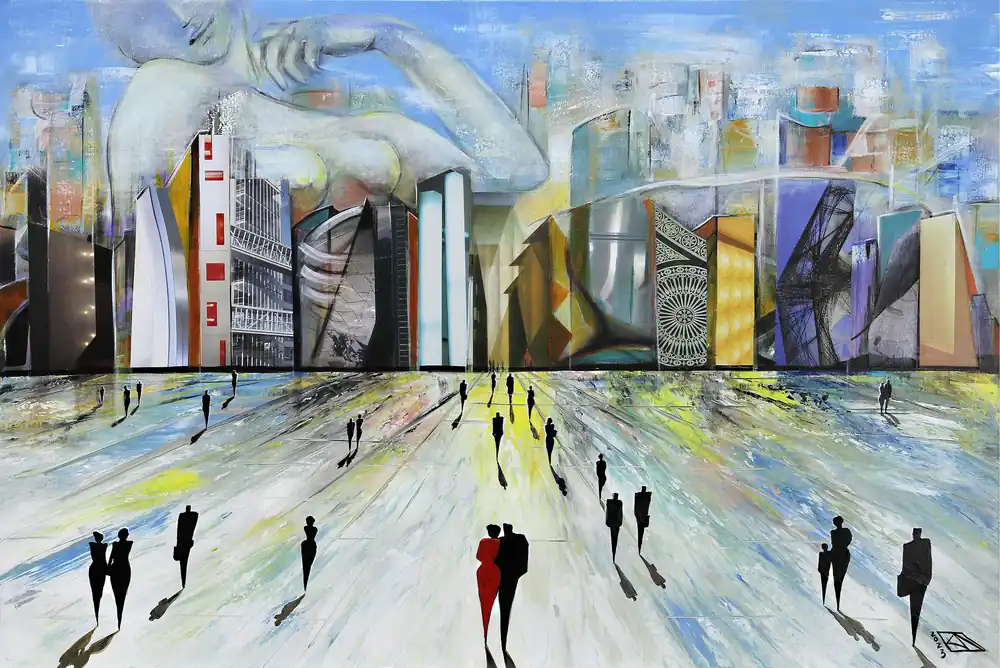Markenprodukt Kunstdruck, signiert: "City of Dreams", K. Namazi, Edition, Nr. 1/100