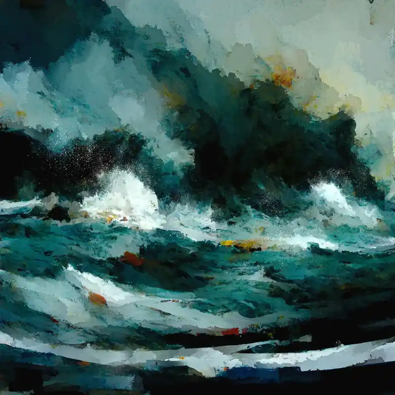 Meistverkauft Kunstdruck, signiert: "Orkan auf hoher See I", Holger Mühlbauer-Gardemin, Edition, Nr. 1/100