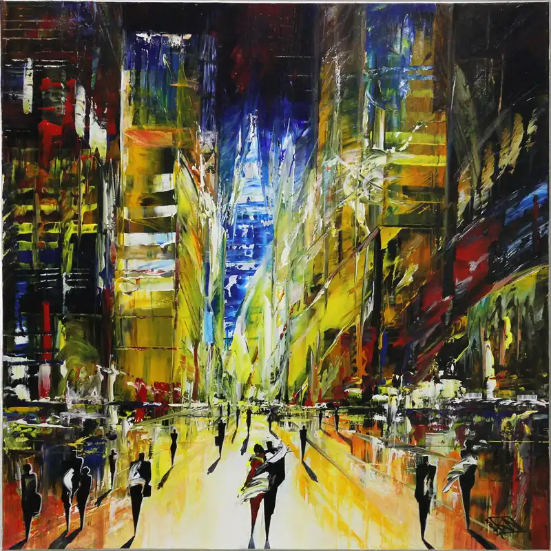 Begrenztes Angebot Acrylgemälde: "Nights in Hongkong I", K. Namazi, Original/Unikat