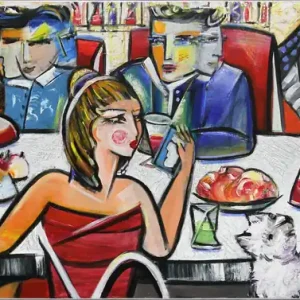 Top-Preis Acrylgemälde: "Drink with Friends IV", K. Namazi, Original/Unikat