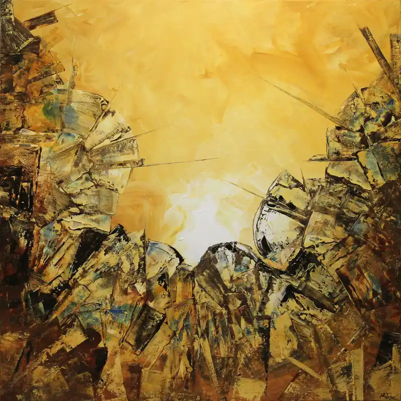 Unikat: "Sunset behind blue Rocks", Originalgemälde, J. Fernandez, Acrylbilder Highlight