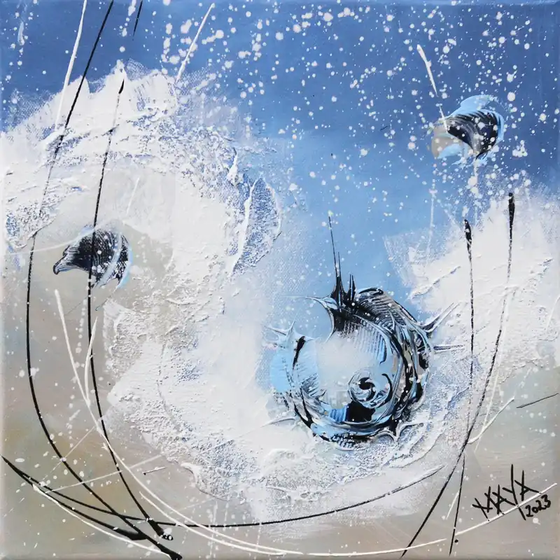 Meistverkauft Maya: "Winterwirbel klein", Originale Acrylbilder (Unikat)