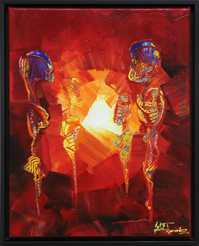Moderne Originalkunst: "Familientreff I", J. Fernandez, Unikat Neue Kollektion