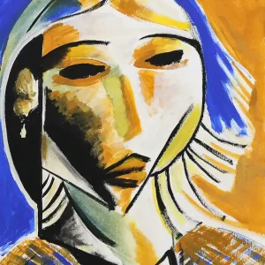 Zeitgenössische Acrylmalerei: "Porträt eines Mädchens am Strand", M. Cieśla, Original (Unikat) Heißes Angebot