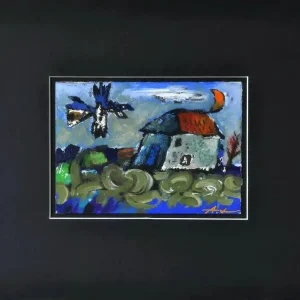 A. Larrett: "Vogel der Nacht - 2", Acryl auf Papier, Original (Unikat) Markenprodukt