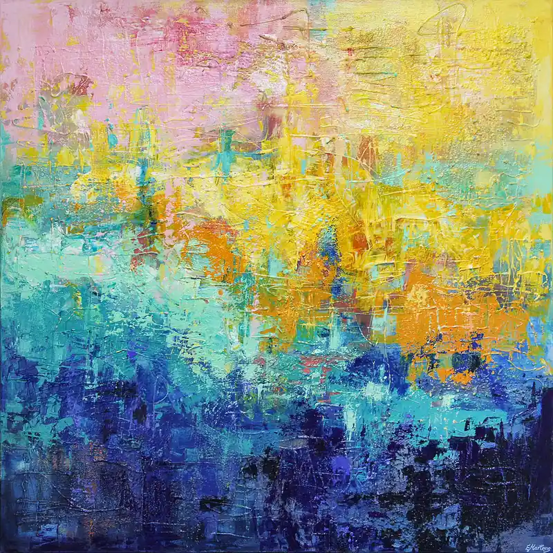 Neu Abstrakte Malerei von Ewa Martens: "Das Blaue Wunder", Original/Unikat