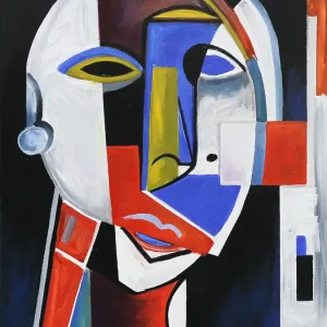 Bestseller M. Cieśla: Abstraktes Porträt 41, Original/Unikat, Expressionistisches Ölgemälde