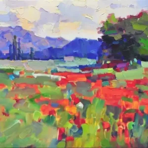 A. Larrett: "Mohnblumenfeld-1", Moderne Ölbilder Original/Unikat Sichere Zahlung