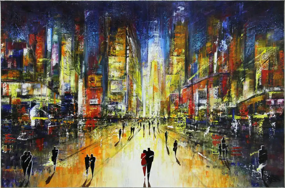 Neue Ware Acrylgemälde: "Nachtmarkt I", K. Namazi, Original/Unikat