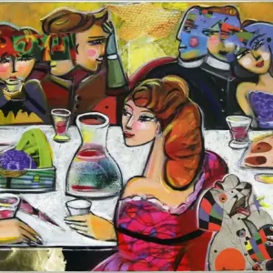 Preis Gesenkt Unikat, modernes Gemälde, K. Namazi: "Drinking with friends III", Original