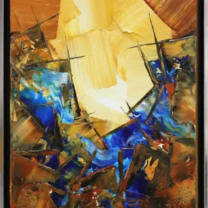 Moderne Originalkunst: "Blue Rocks II", J. Fernandez, Unikat Preiswert