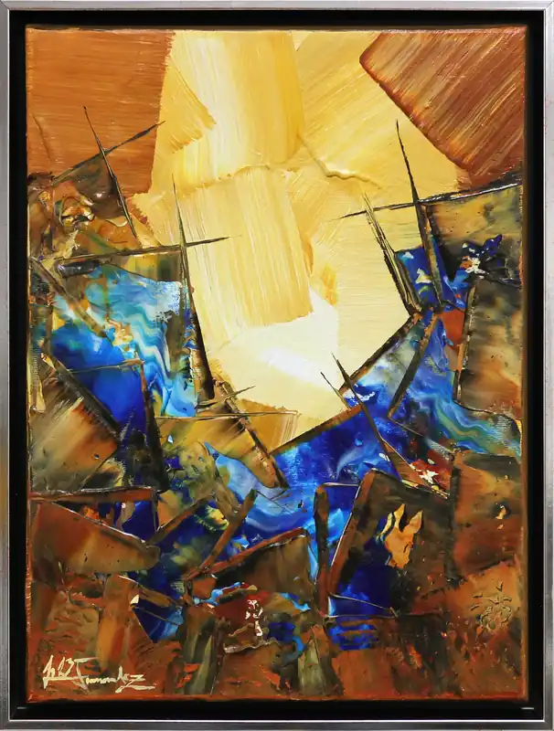Moderne Originalkunst: "Blue Rocks II", J. Fernandez, Unikat Preiswert