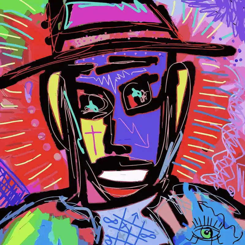 Kostenloser Rückversand Moderne Pop Art: "Mann trägt Hut", H. Mühlbauer-Gardemin, Original/serielles Unikat