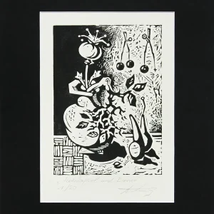 Super-Preis A. Larrett: "Mohnkapsel und Birnen", Originalgrafik