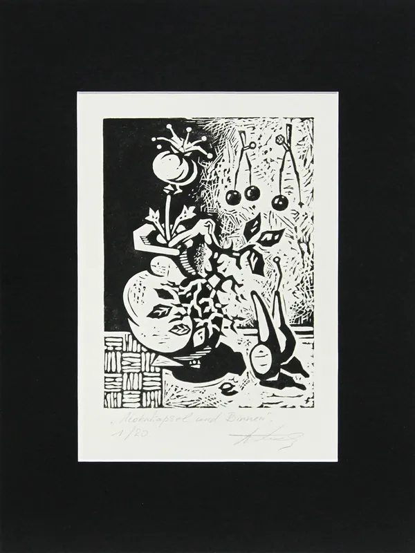 Super-Preis A. Larrett: "Mohnkapsel und Birnen", Originalgrafik