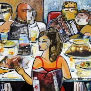 Neuheit Kunstdruck, signiert: "Artdinner I", K. Namazi, Edition, Nr. 1/100