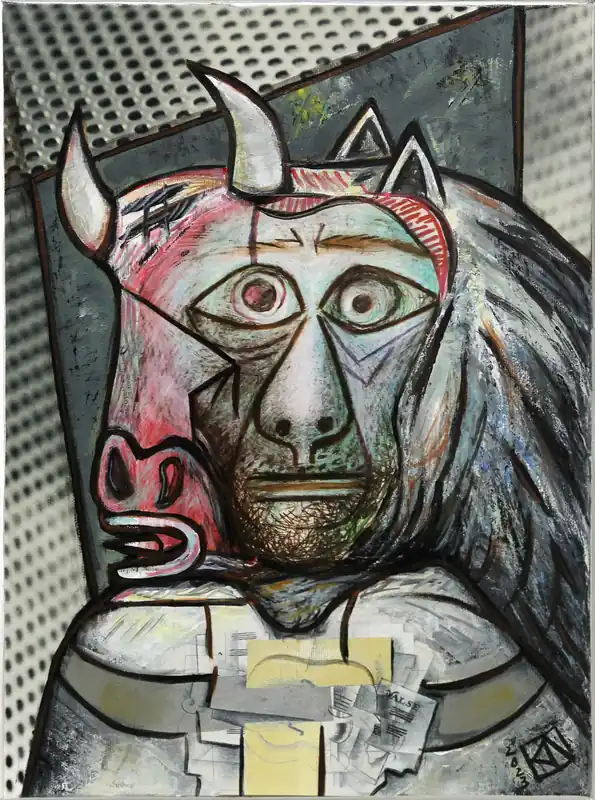 Sonderangebot Moderne Kunst: "Alter Minotaurus", K. Namazi, Original/Unikat