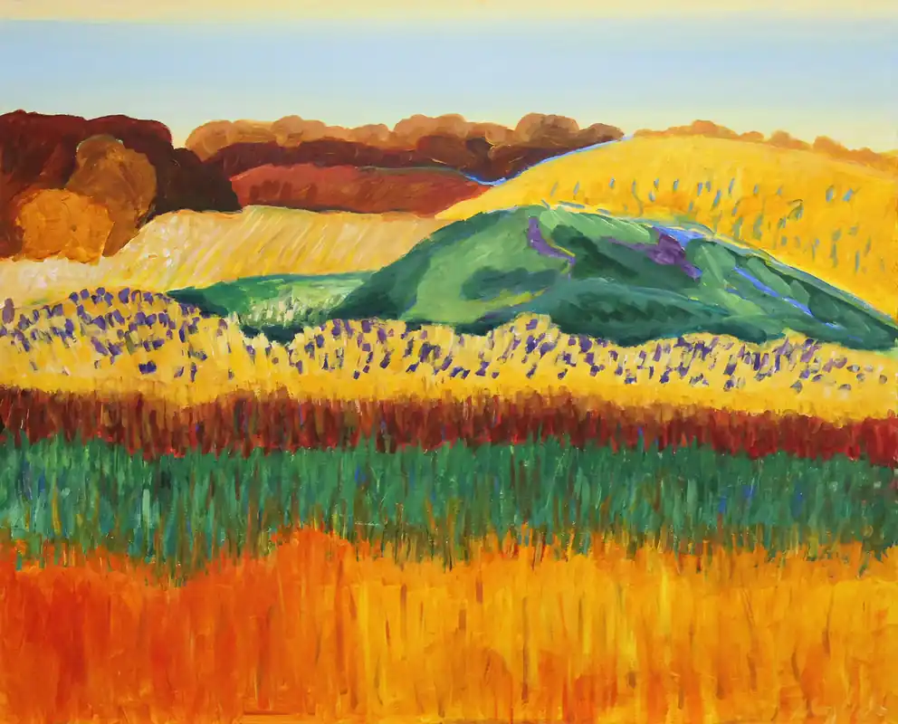 M. Cieśla: "Feldlandschaft", Original/Unikat, expressionistisches Gemälde Solange Der Vorrat Reicht